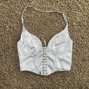 OH POLLY light blue silk corset top